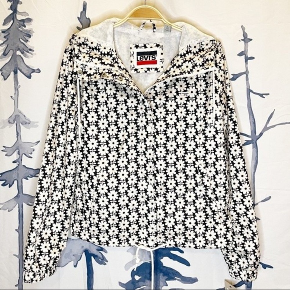 NWT Levi’s Retro Daisy Rain Jacket Windbreaker Hooded Waterproof Size S